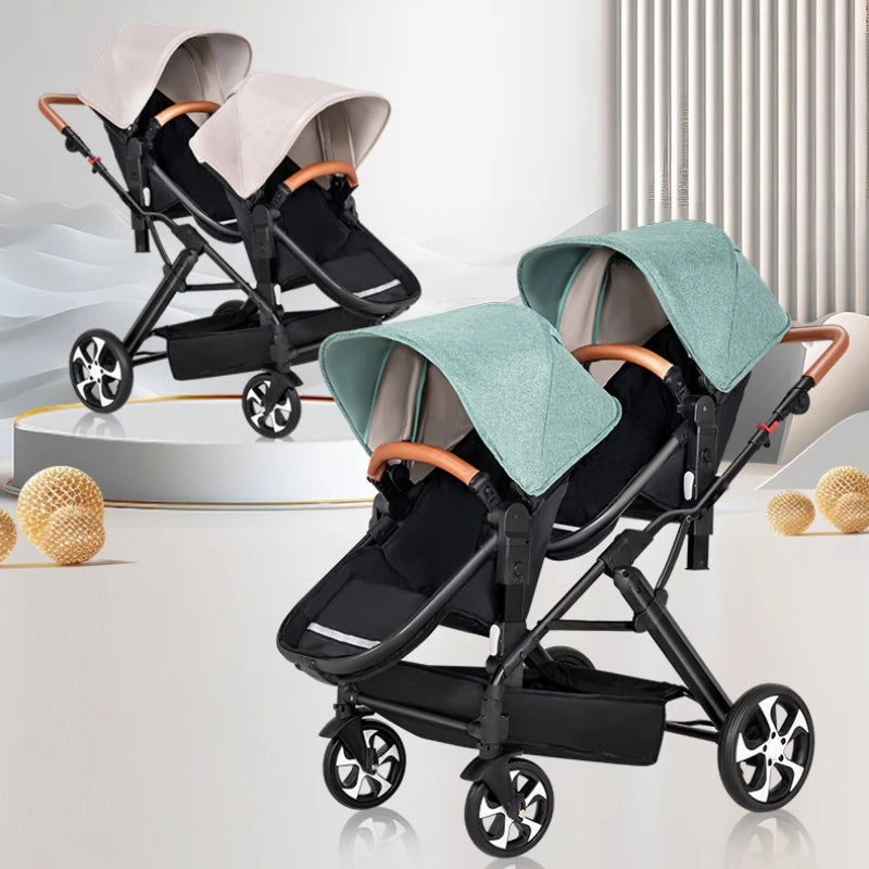 Portable Twin Baby Stroller Foldable Baby Stroller with Adjustable Seat Multifunctional Baby Stroller Double Sleeping Basket AI SHOP OF THE FUTURE