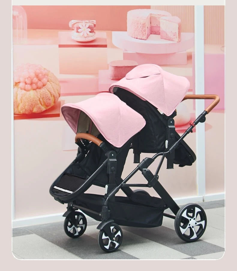 Portable Twin Baby Stroller Foldable Baby Stroller with Adjustable Seat Multifunctional Baby Stroller Double Sleeping Basket AI SHOP OF THE FUTURE
