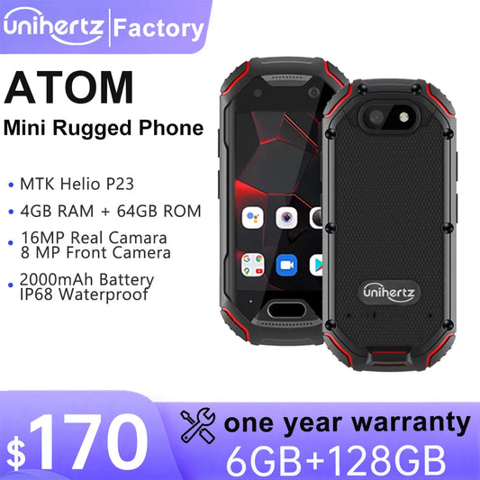 Unihertz Atom Small Rugged Smartphone, 4GB, 64GB Cellphone, P23, 16MP, 4G, 2000mAh Battery, 2.45 "Mobile Phone for Spare Phone AI SHOP OF THE FUTURE