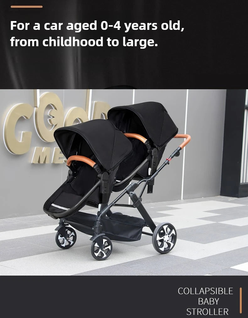 Portable Twin Baby Stroller Foldable Baby Stroller with Adjustable Seat Multifunctional Baby Stroller Double Sleeping Basket AI SHOP OF THE FUTURE