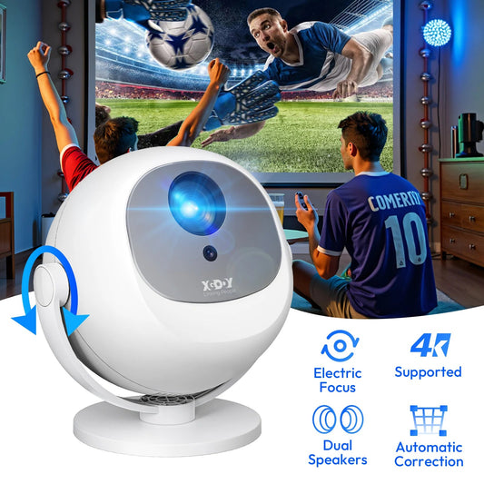XGODY 400 ANSI 4K Portable Android Projector Native 720P/1080P WiFi6 Bluetooth 50% Zoom Electric Focus for Home Theater AI SHOP OF THE FUTURE