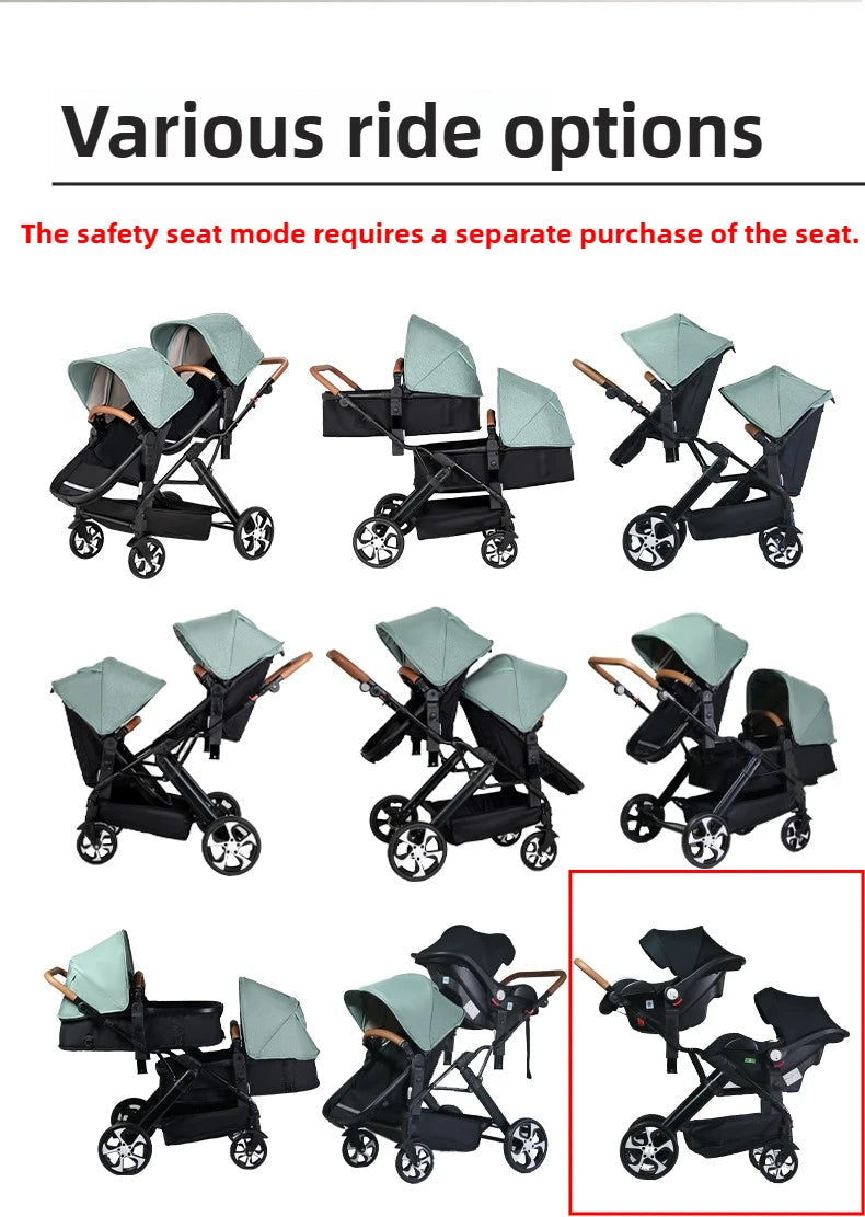 Portable Twin Baby Stroller Foldable Baby Stroller with Adjustable Seat Multifunctional Baby Stroller Double Sleeping Basket AI SHOP OF THE FUTURE