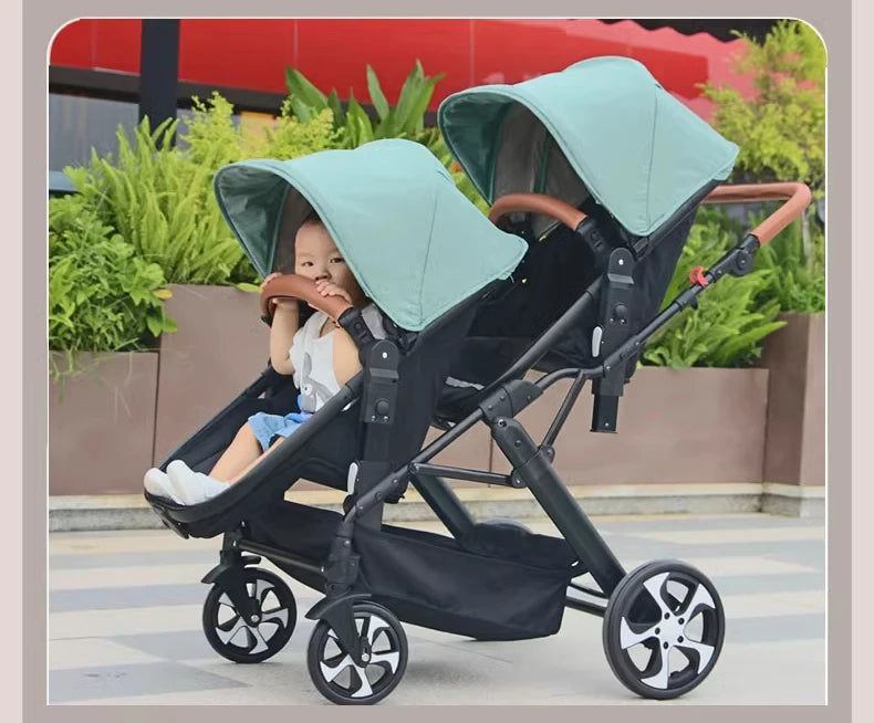 Portable Twin Baby Stroller Foldable Baby Stroller with Adjustable Seat Multifunctional Baby Stroller Double Sleeping Basket AI SHOP OF THE FUTURE