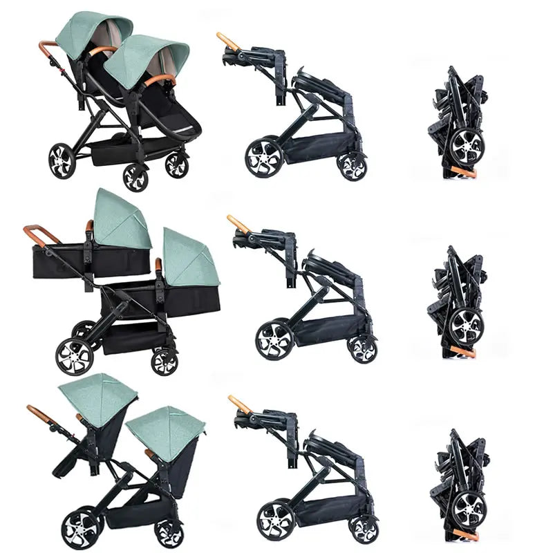 Portable Twin Baby Stroller Foldable Baby Stroller with Adjustable Seat Multifunctional Baby Stroller Double Sleeping Basket AI SHOP OF THE FUTURE
