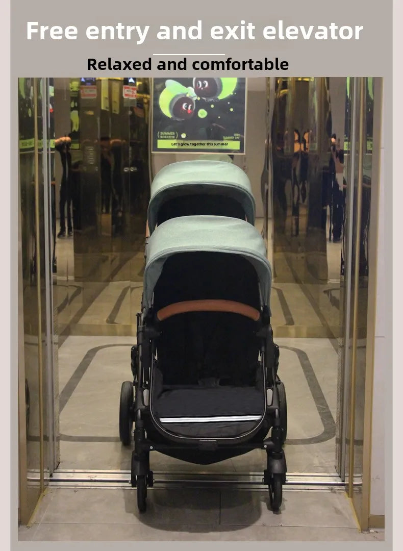 Portable Twin Baby Stroller Foldable Baby Stroller with Adjustable Seat Multifunctional Baby Stroller Double Sleeping Basket AI SHOP OF THE FUTURE