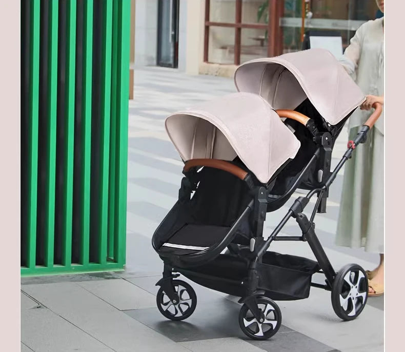Portable Twin Baby Stroller Foldable Baby Stroller with Adjustable Seat Multifunctional Baby Stroller Double Sleeping Basket AI SHOP OF THE FUTURE