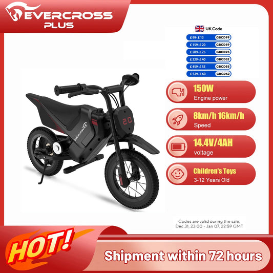 EVERCROSS PLUS Electric Dirt Bike for Kids, 150W, Adjustable Speed 8/16 km/h, Up to 10 km Range, 12-Inch Motocross for Kids 3-12 AI SHOP OF THE FUTURE