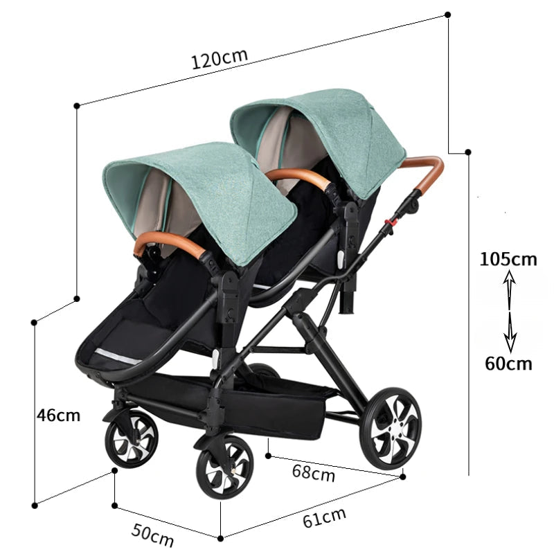 Portable Twin Baby Stroller Foldable Baby Stroller with Adjustable Seat Multifunctional Baby Stroller Double Sleeping Basket AI SHOP OF THE FUTURE