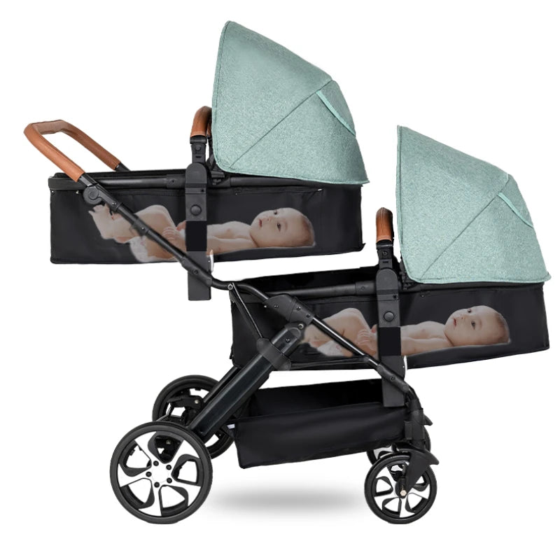 Portable Twin Baby Stroller Foldable Baby Stroller with Adjustable Seat Multifunctional Baby Stroller Double Sleeping Basket AI SHOP OF THE FUTURE