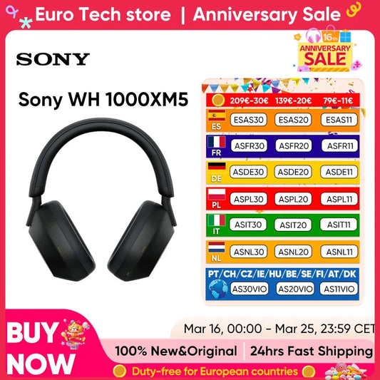 Sony WH-1000XM5 Wireless Noise Canceling Headphones 30 Hour Battery Integrated Processor V1 Soft Fit Leather 4 Microphones Black AI SHOP OF THE FUTURE