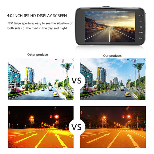 4" Dual Lens 1080P FHD 1.0MP Dash Camera Car DVR AI SHOP OF THE FUTURE