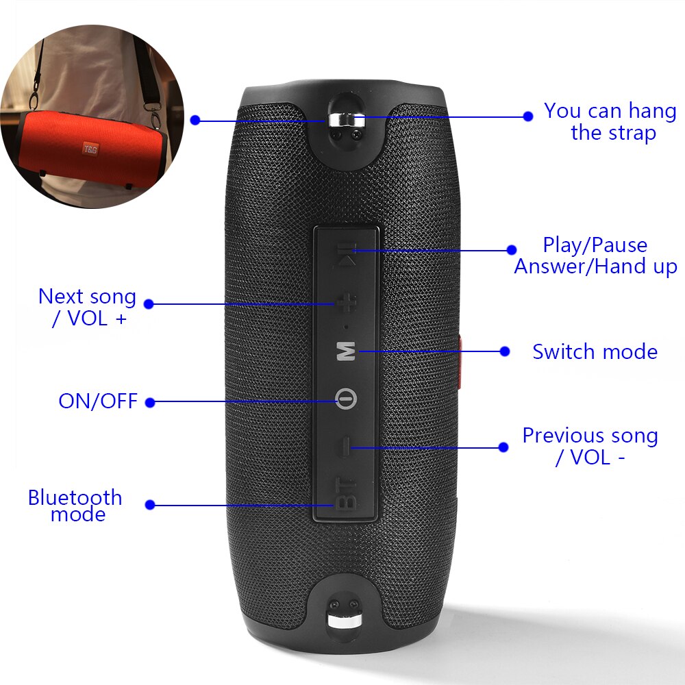 Large Waterproof Wireless Portable Bluetooth Speaker With Strap DC-THE CEO